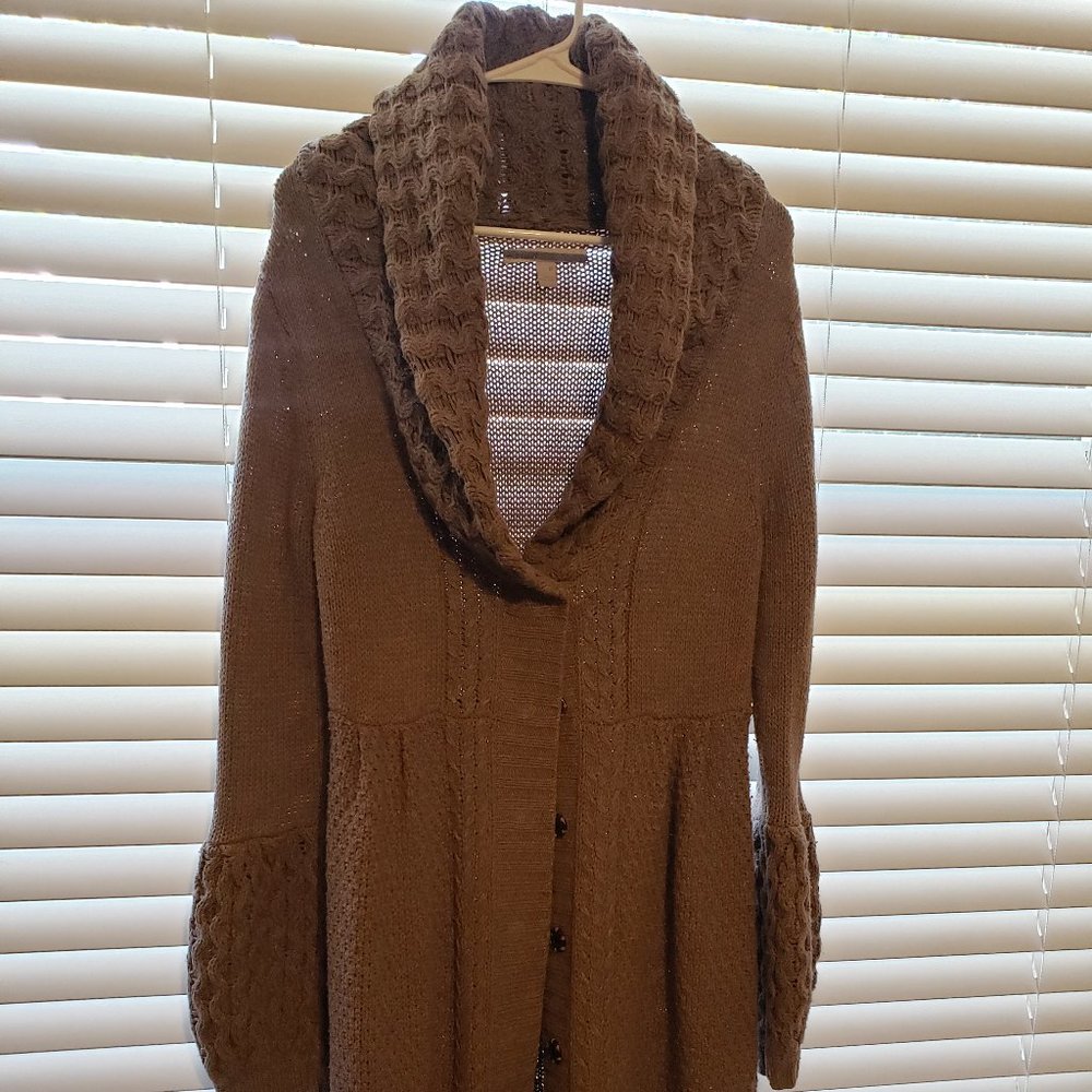 Old Navy Long Knitted Brown Cardigan Medium
